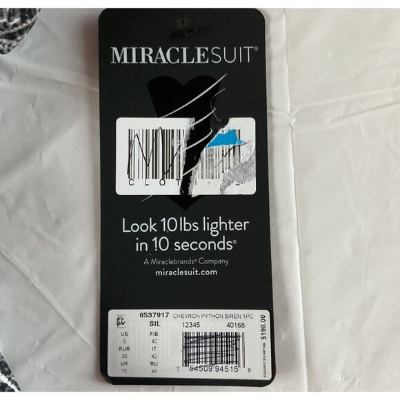 NWT Miraclesuit Chevron Python Siren 1PC Womens Swimsuit L Adjustable Straps NEW - Picture 7 of 14